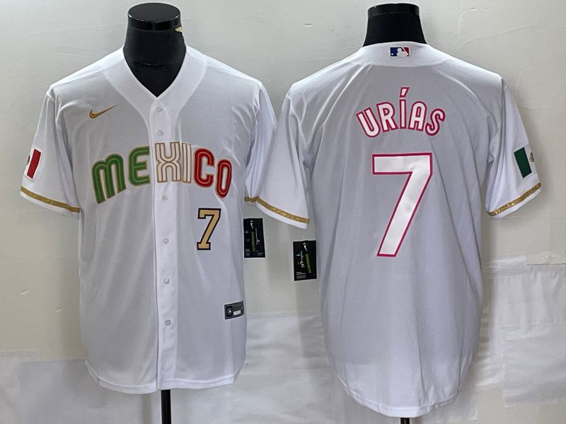 Men 2023 World Cub Mexico #7 Urias White Nike MLB Jersey style 5